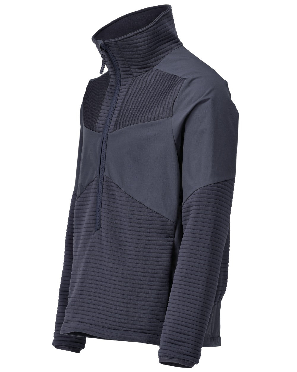 Dark Navy Coloured Mascot Workwear Mens Customized Fleece Jumper With Half Zip on white background 