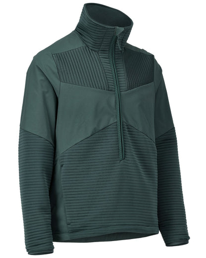 Forest Green Coloured Mascot Workwear Mens Customized Fleece Jumper With Half Zip on white background 