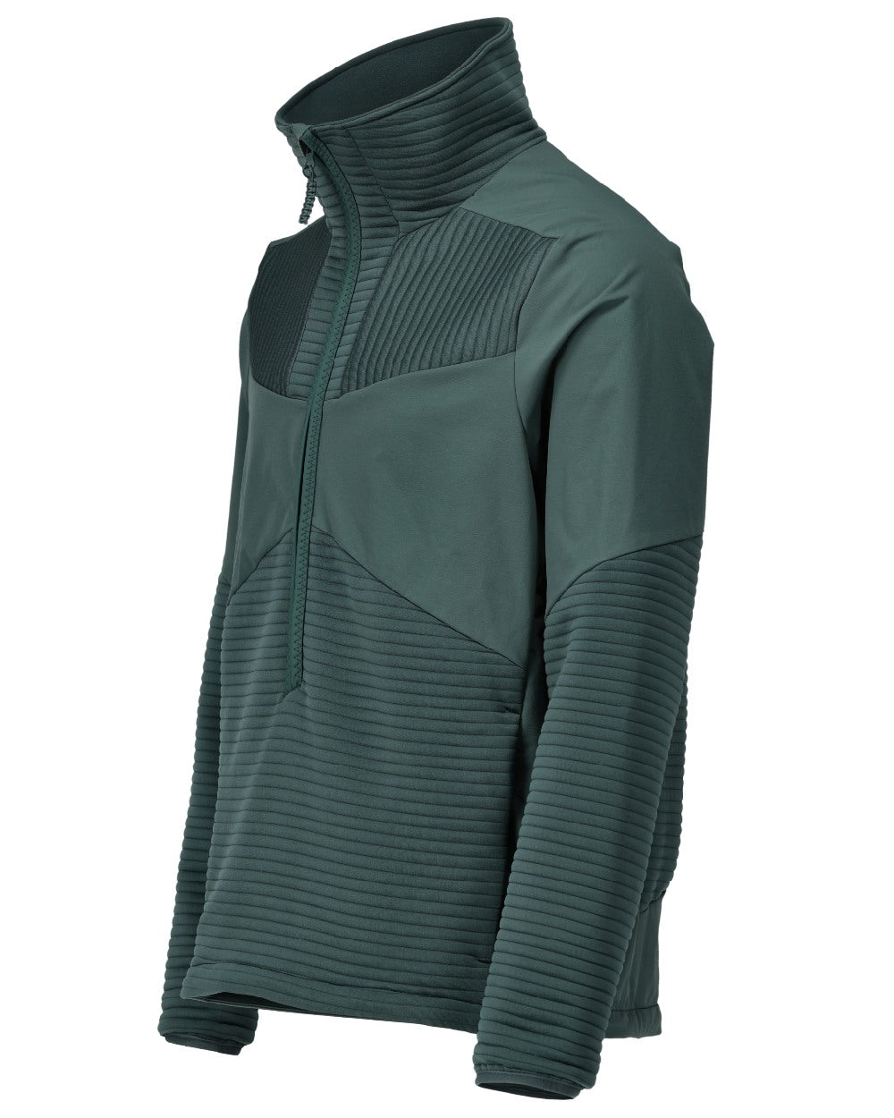 Forest Green Coloured Mascot Workwear Mens Customized Fleece Jumper With Half Zip on white background 