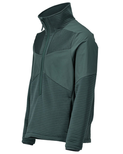 Forest Green Coloured Mascot Workwear Mens Customized Fleece Jumper With Half Zip on white background 