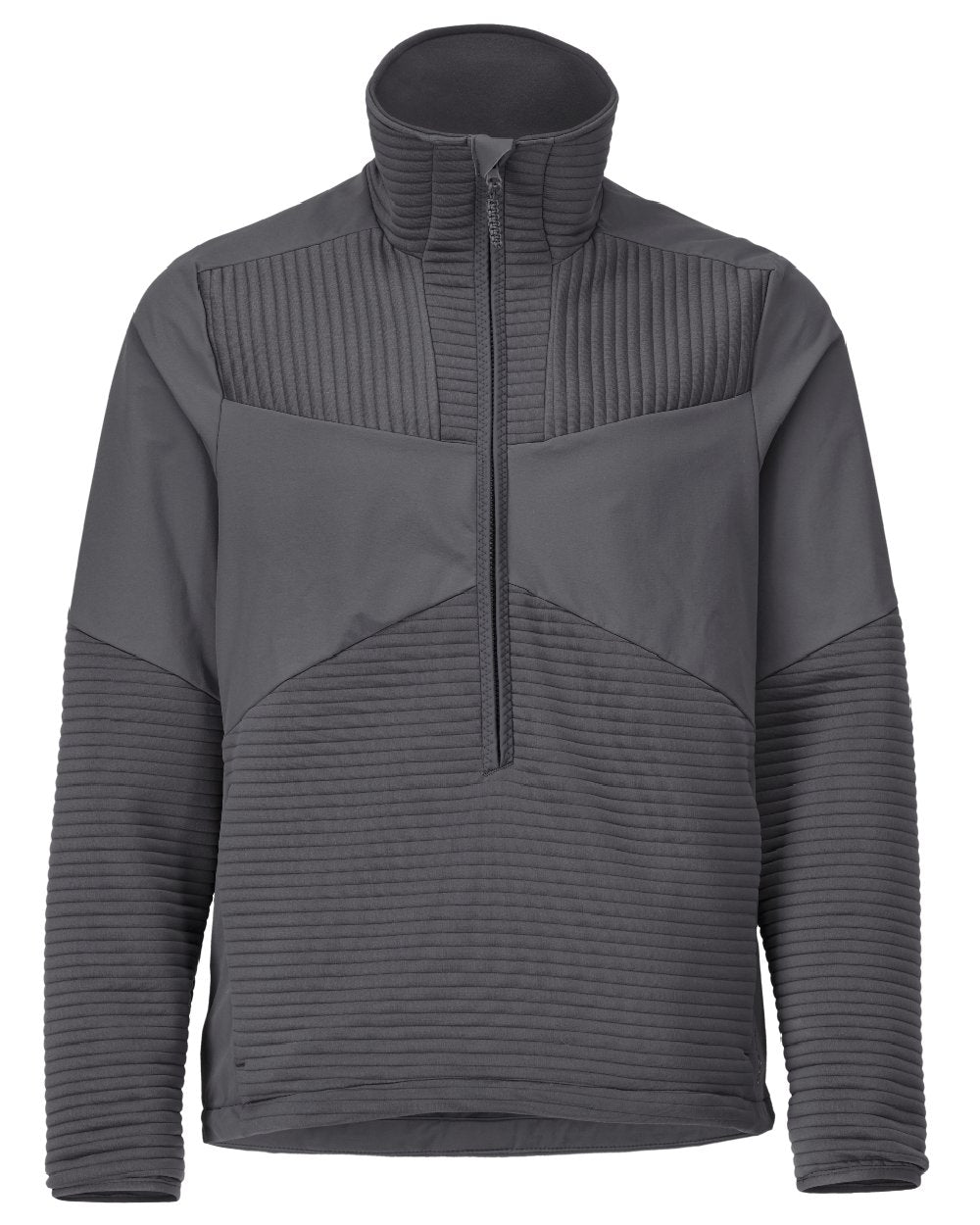 Stone Grey Coloured Mascot Workwear Mens Customized Fleece Jumper With Half Zip on white background 