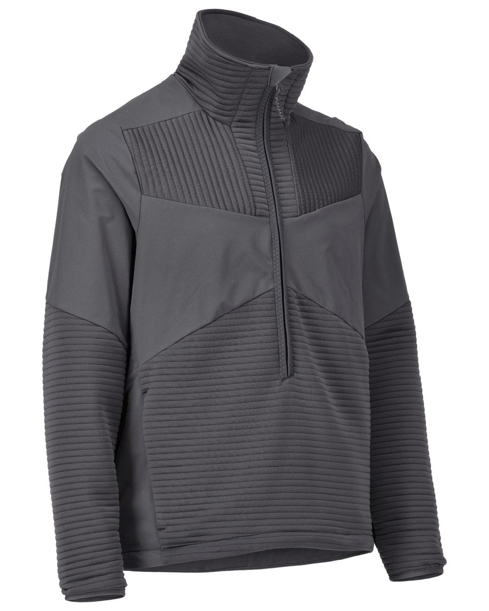 Stone Grey Coloured Mascot Workwear Mens Customized Fleece Jumper With Half Zip on white background 