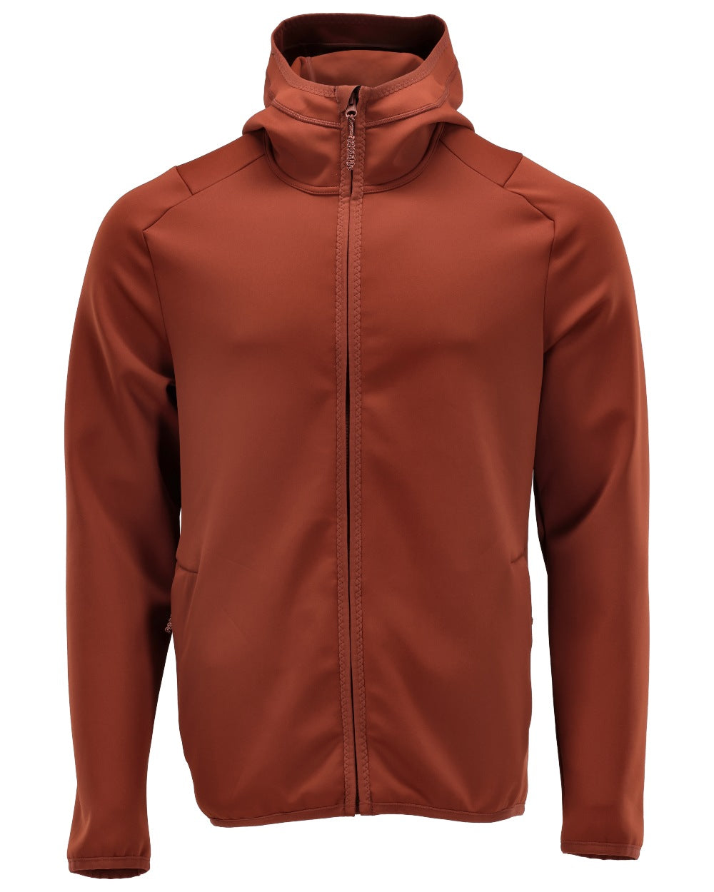 Autumn Red Coloured Mascot Workwear Mens Customized Fleece Jumper With Hood on white background 