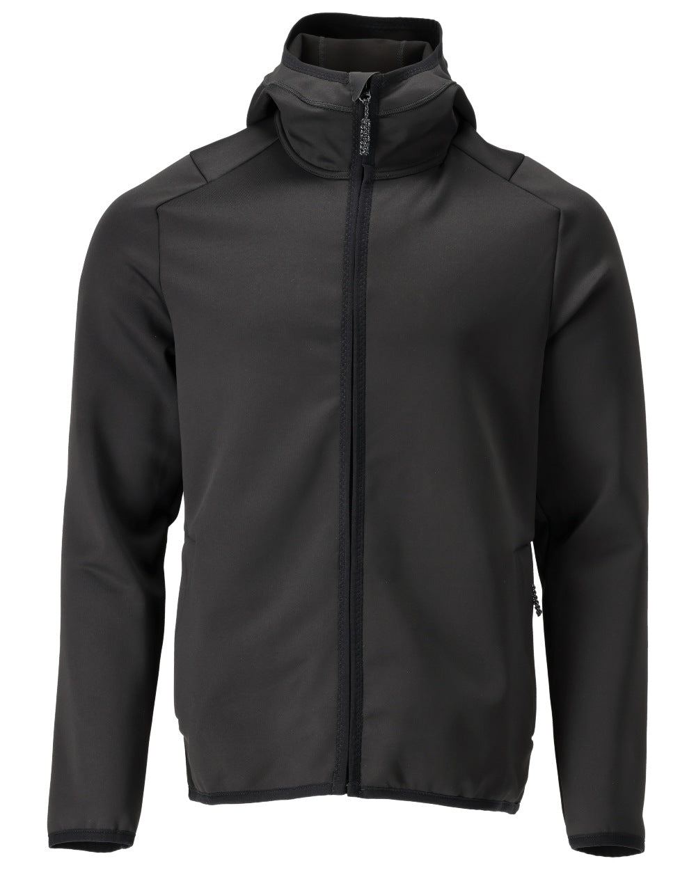 Black Coloured Mascot Workwear Mens Customized Fleece Jumper With Hood on white background 