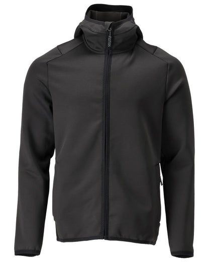 Black Coloured Mascot Workwear Mens Customized Fleece Jumper With Hood on white background 
