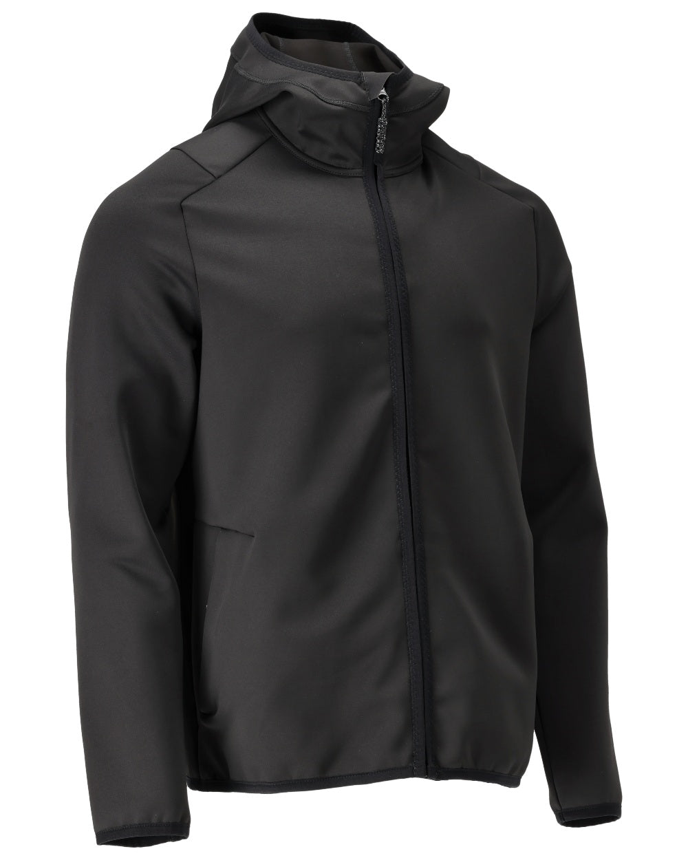 Black Coloured Mascot Workwear Mens Customized Fleece Jumper With Hood on white background 