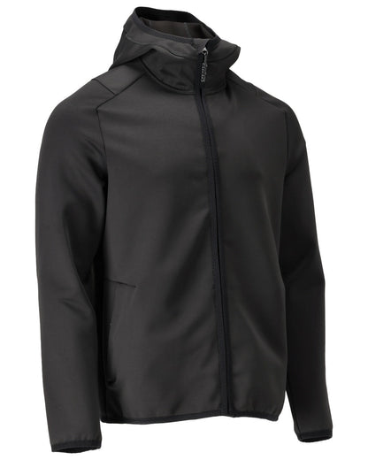 Black Coloured Mascot Workwear Mens Customized Fleece Jumper With Hood on white background 