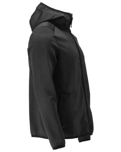 Black Coloured Mascot Workwear Mens Customized Fleece Jumper With Hood on white background 