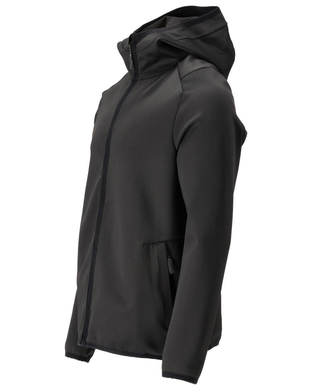 Black Coloured Mascot Workwear Mens Customized Fleece Jumper With Hood on white background 