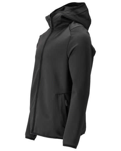Black Coloured Mascot Workwear Mens Customized Fleece Jumper With Hood on white background 