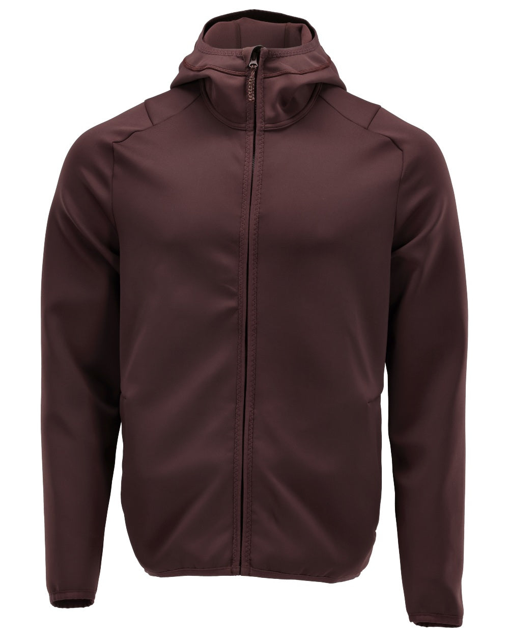Bordeaux Coloured Mascot Workwear Mens Customized Fleece Jumper With Hood on white background 