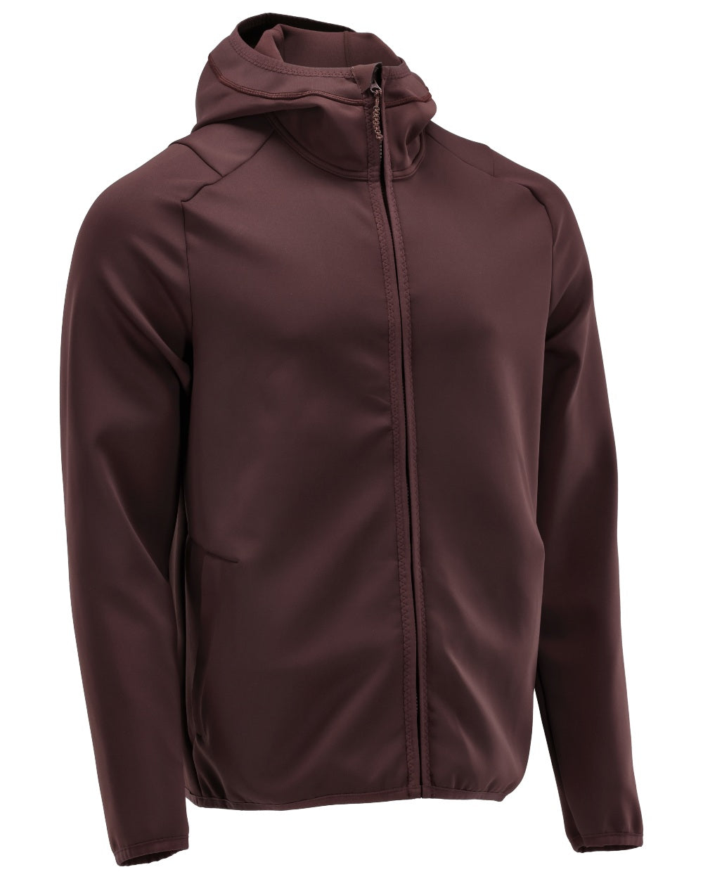 Bordeaux Coloured Mascot Workwear Mens Customized Fleece Jumper With Hood on white background 