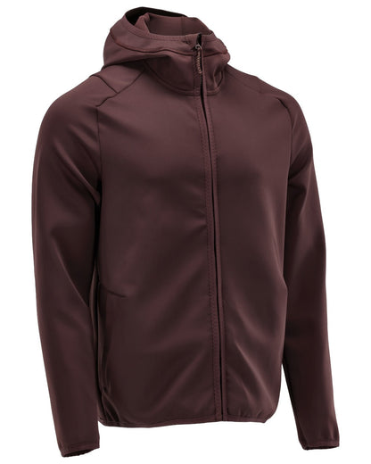 Bordeaux Coloured Mascot Workwear Mens Customized Fleece Jumper With Hood on white background 