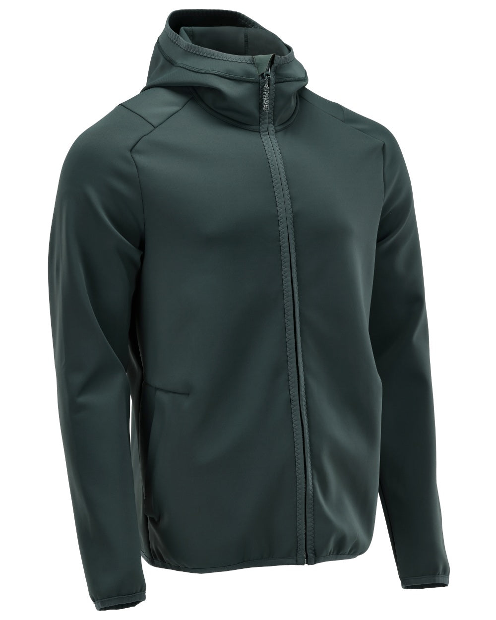 Forest Green Coloured Mascot Workwear Mens Customized Fleece Jumper With Hood on white background 