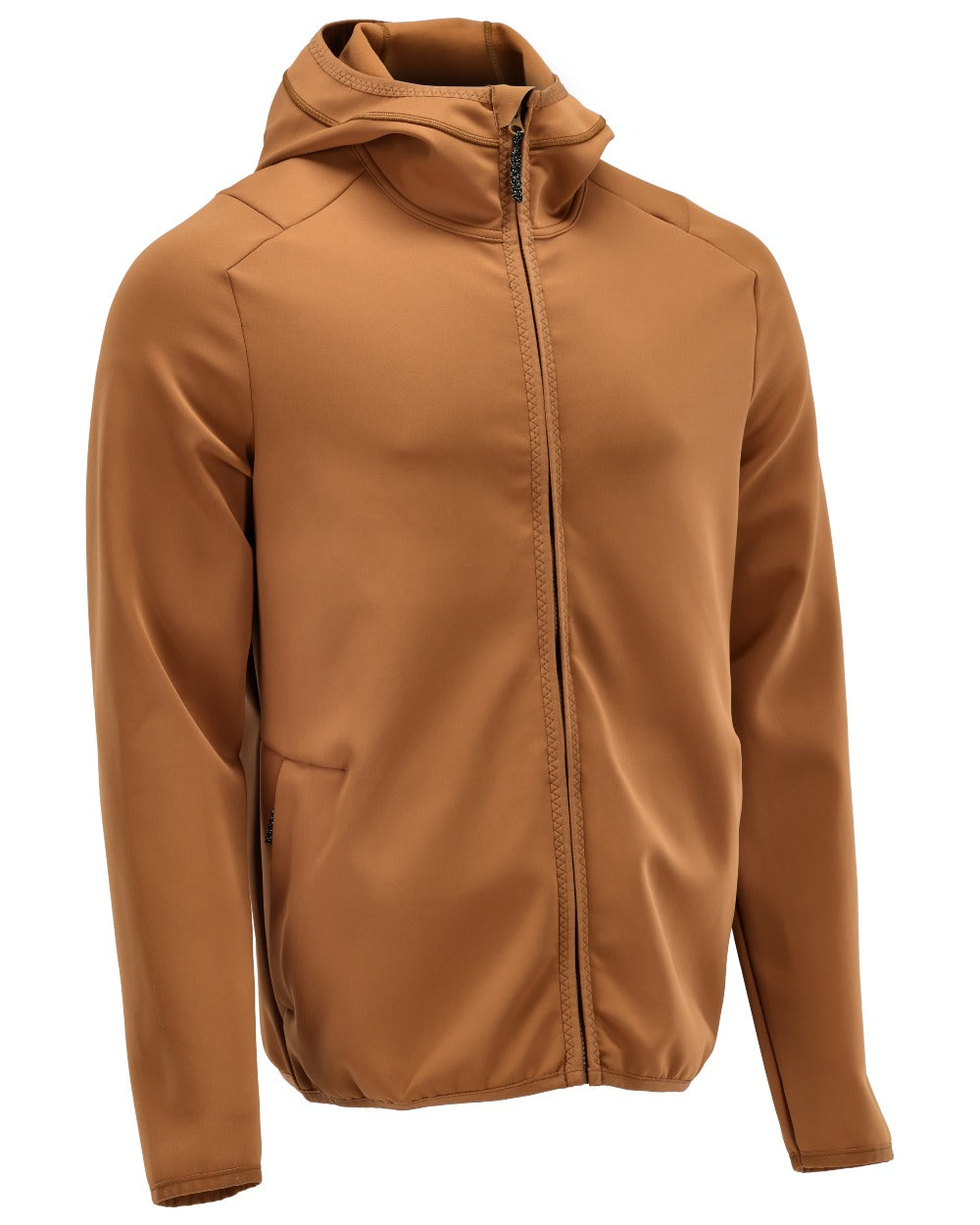 Nut Brown Coloured Mascot Workwear Mens Customized Fleece Jumper With Hood on white background 