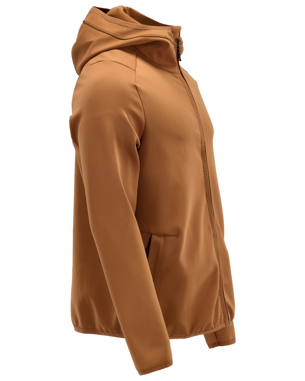 Nut Brown Coloured Mascot Workwear Mens Customized Fleece Jumper With Hood on white background 