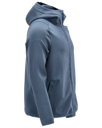 Stone Blue Coloured Mascot Workwear Mens Customized Fleece Jumper With Hood on white background 