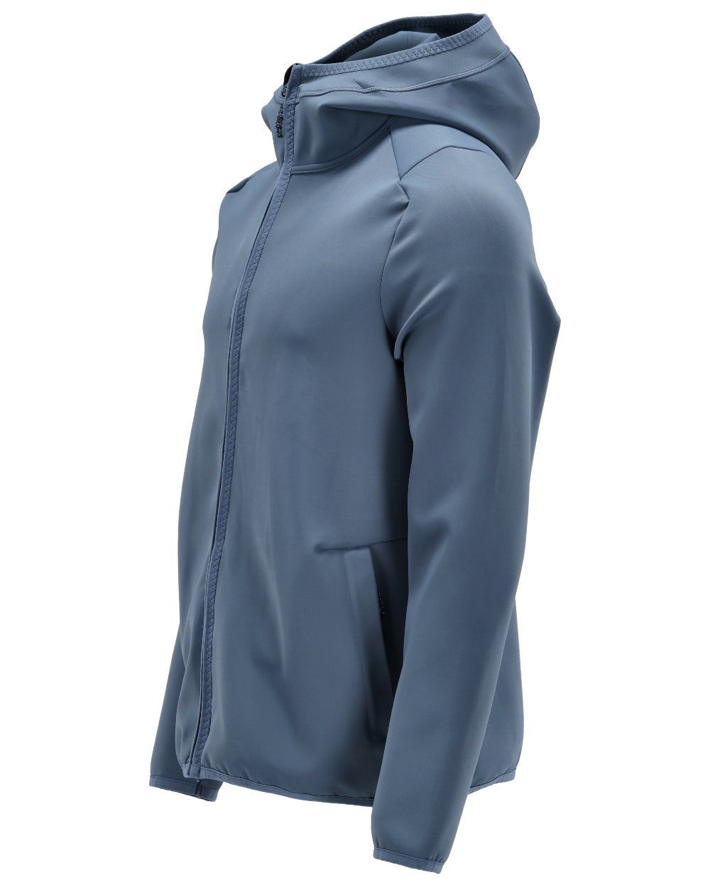 Stone Blue Coloured Mascot Workwear Mens Customized Fleece Jumper With Hood on white background 