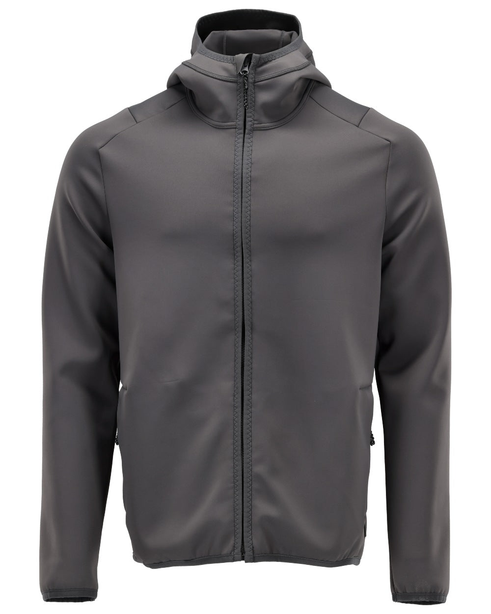 Stone Grey Coloured Mascot Workwear Mens Customized Fleece Jumper With Hood on white background 