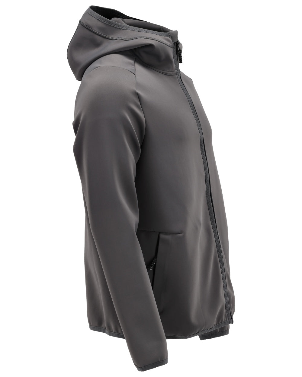 Stone Grey Coloured Mascot Workwear Mens Customized Fleece Jumper With Hood on white background 