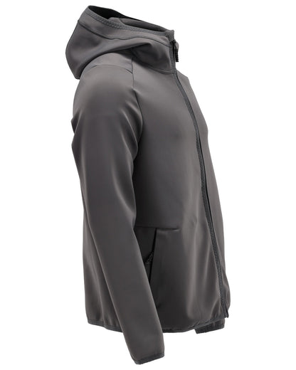 Stone Grey Coloured Mascot Workwear Mens Customized Fleece Jumper With Hood on white background 