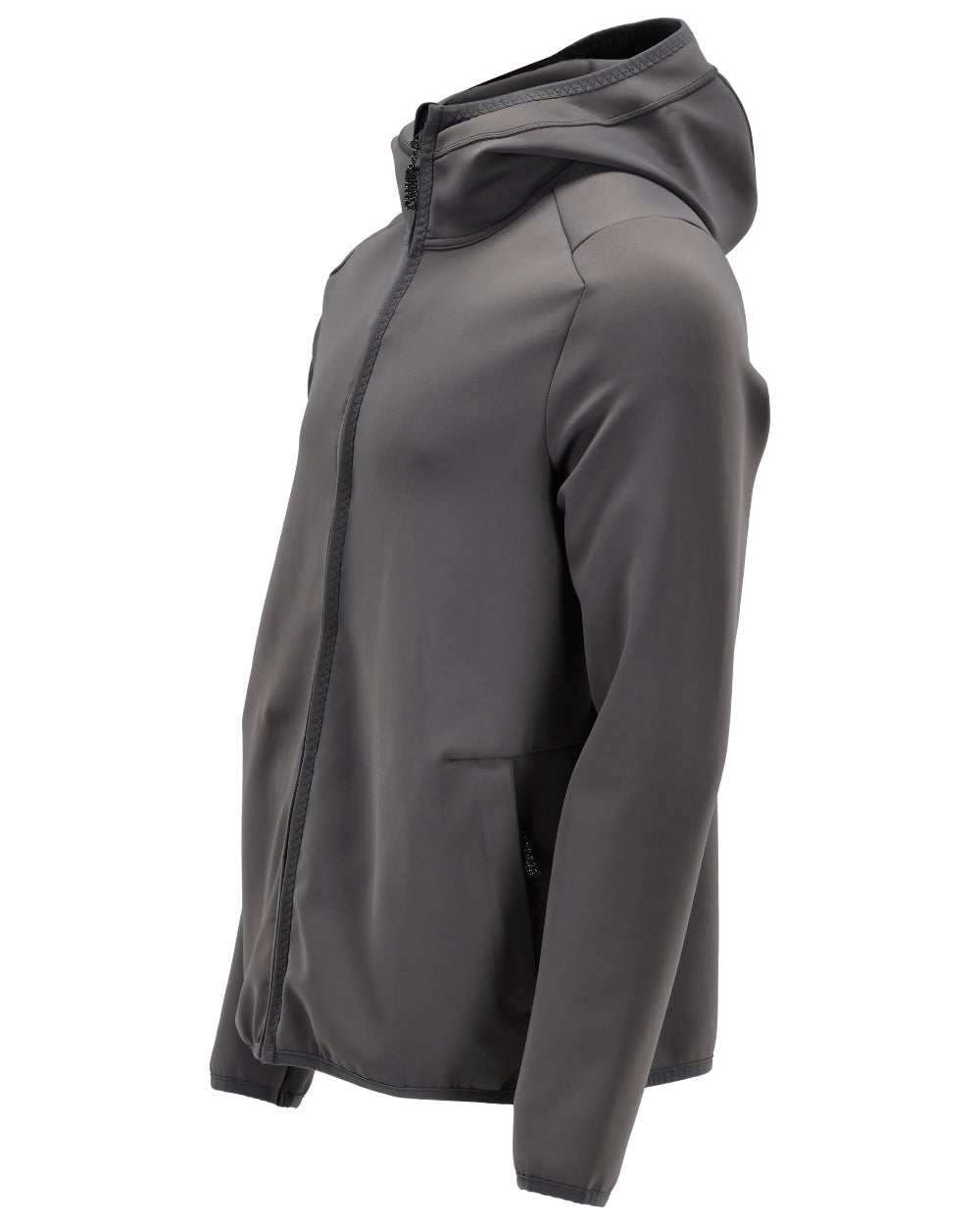 Stone Grey Coloured Mascot Workwear Mens Customized Fleece Jumper With Hood on white background 