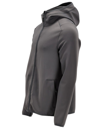Stone Grey Coloured Mascot Workwear Mens Customized Fleece Jumper With Hood on white background 
