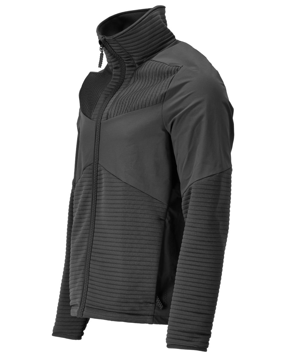 Black Coloured Mascot Workwear Mens Customized Fleece Jumper With Zipper And Lining on white background 