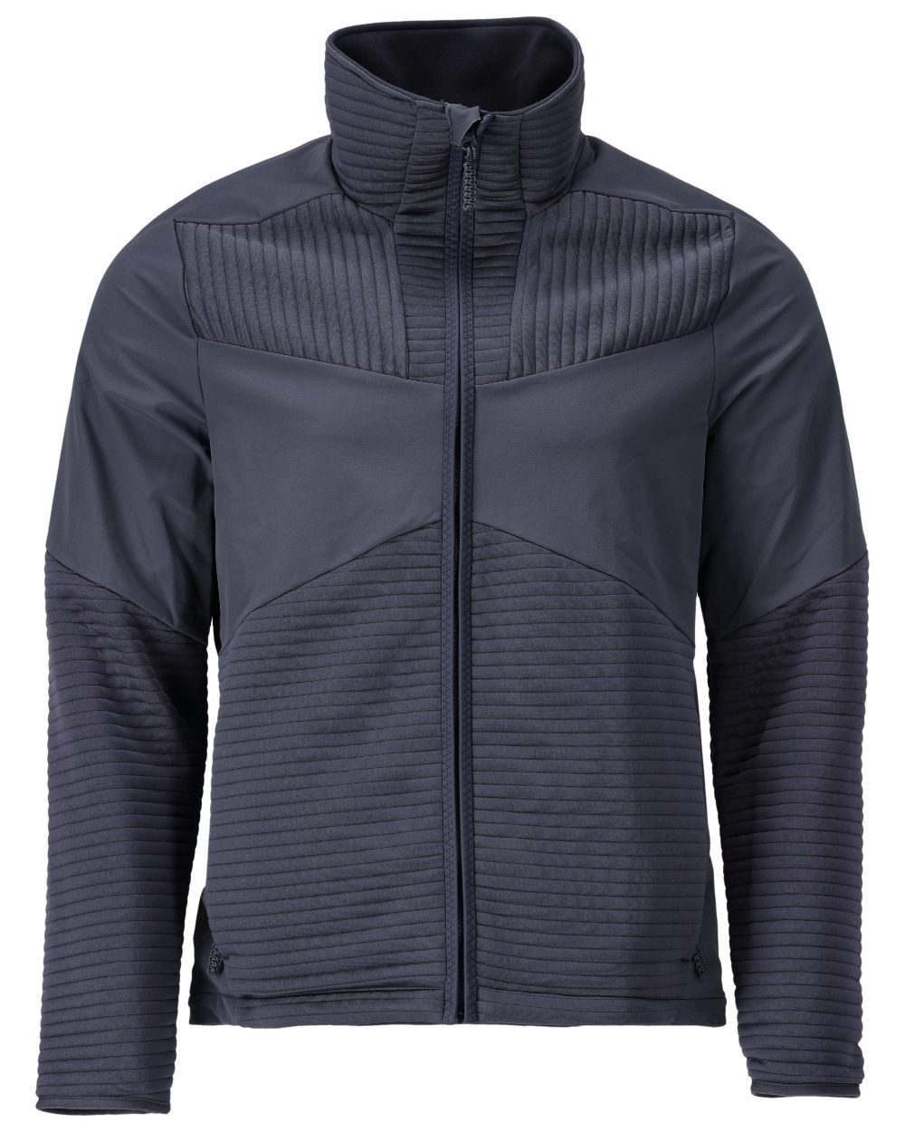 Dark Navy Coloured Mascot Workwear Mens Customized Fleece Jumper With Zipper And Lining on white background 