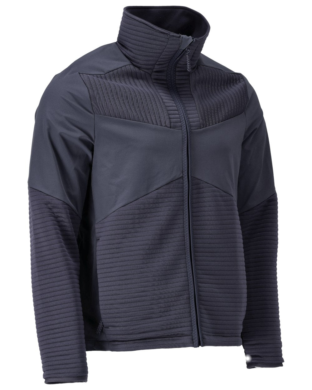 Dark Navy Coloured Mascot Workwear Mens Customized Fleece Jumper With Zipper And Lining on white background 