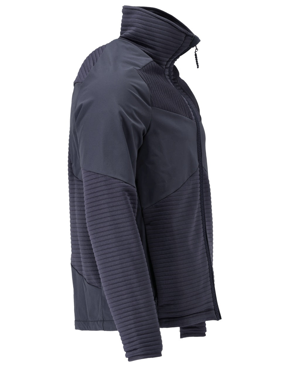 Dark Navy Coloured Mascot Workwear Mens Customized Fleece Jumper With Zipper And Lining on white background 