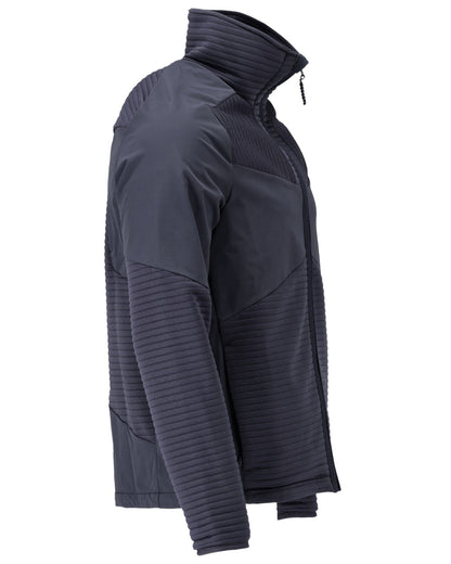 Dark Navy Coloured Mascot Workwear Mens Customized Fleece Jumper With Zipper And Lining on white background 