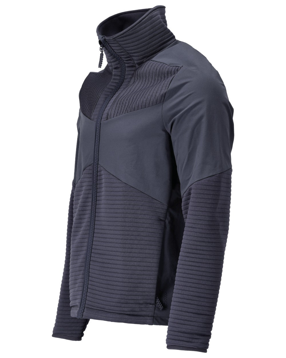 Dark Navy Coloured Mascot Workwear Mens Customized Fleece Jumper With Zipper And Lining on white background 