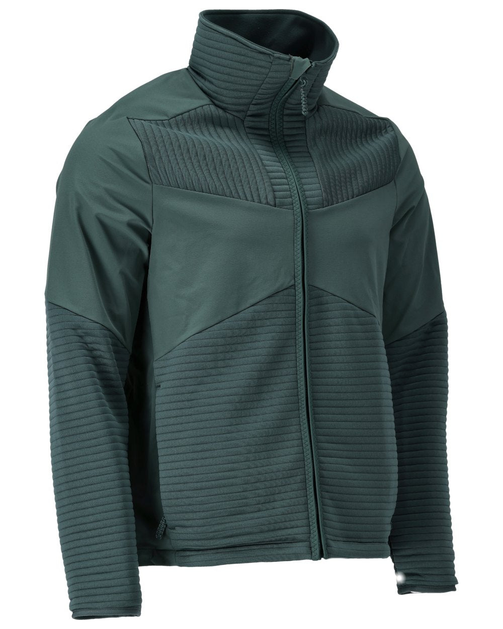 Forest Green Coloured Mascot Workwear Mens Customized Fleece Jumper With Zipper And Lining on white background 