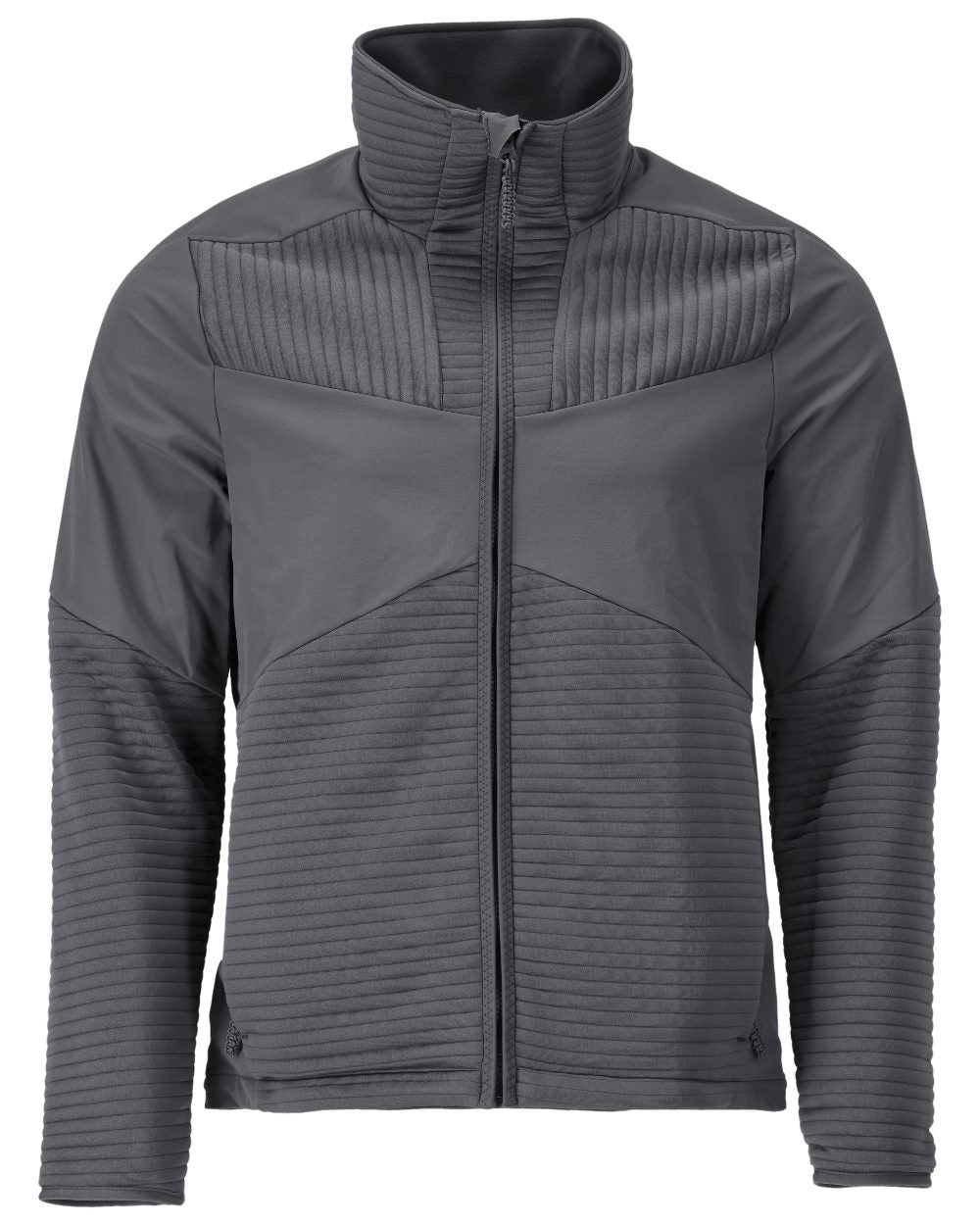 Stone Grey Coloured Mascot Workwear Mens Customized Fleece Jumper With Zipper And Lining on white background 