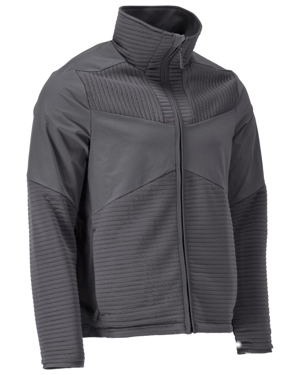 Stone Grey Coloured Mascot Workwear Mens Customized Fleece Jumper With Zipper And Lining on white background 