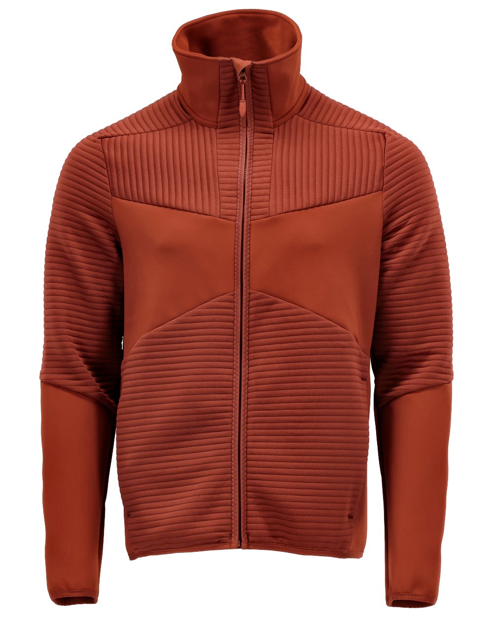 Autumn Red Coloured Mascot Workwear Mens Customized Fleece Jumper With Zipper on white background 