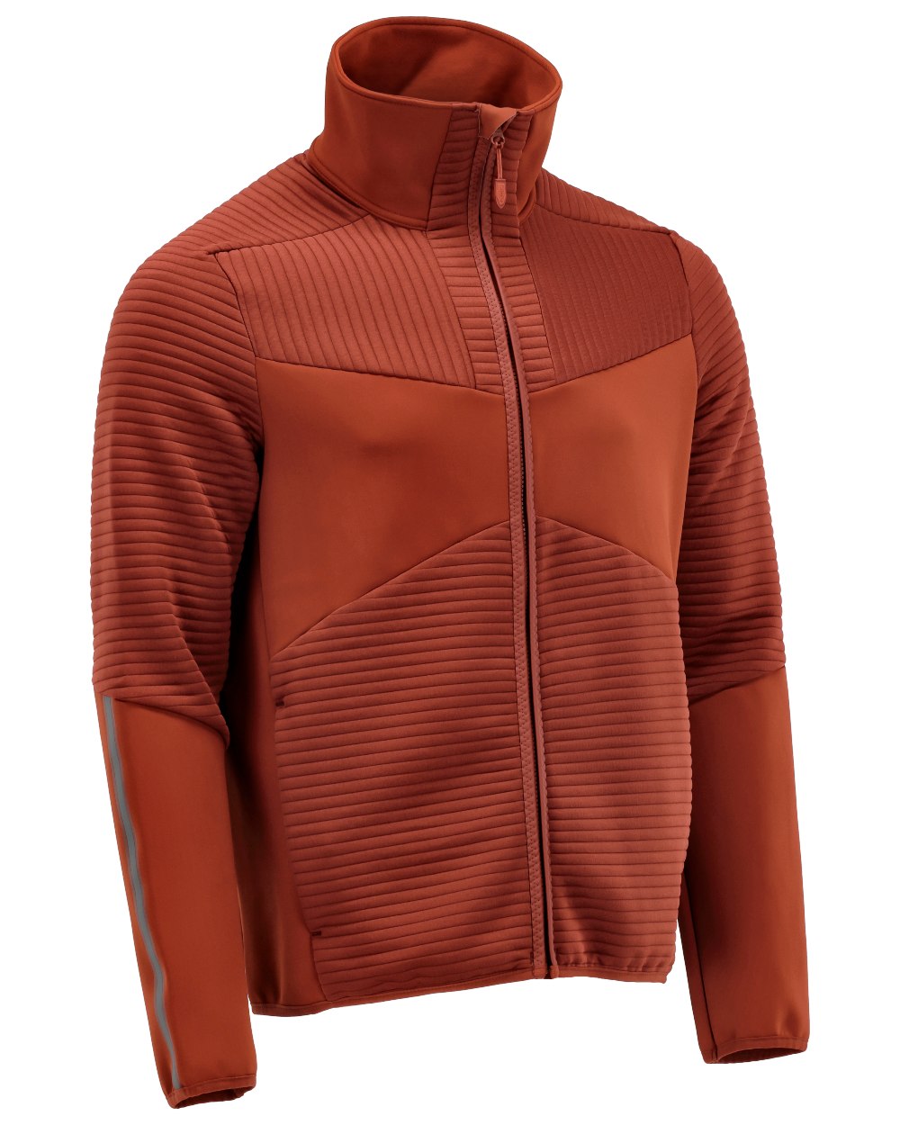 Autumn Red Coloured Mascot Workwear Mens Customized Fleece Jumper With Zipper on white background 