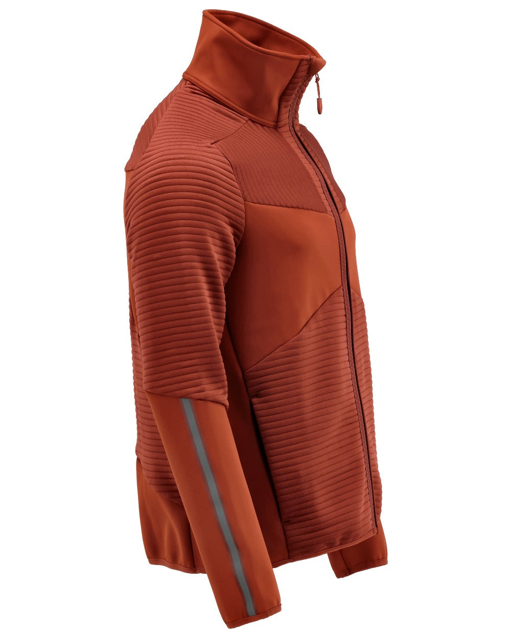 Autumn Red Coloured Mascot Workwear Mens Customized Fleece Jumper With Zipper on white background 