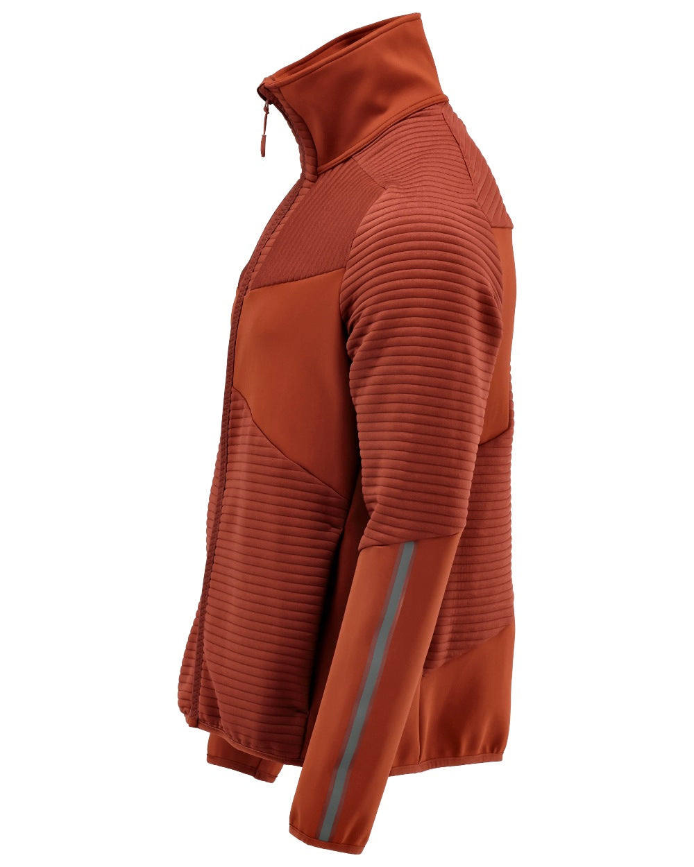 Autumn Red Coloured Mascot Workwear Mens Customized Fleece Jumper With Zipper on white background 