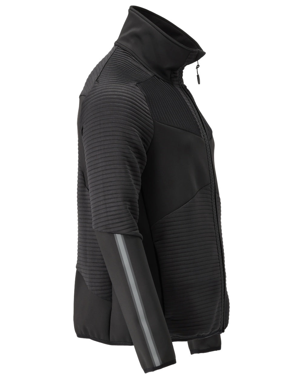 Black Coloured Mascot Workwear Mens Customized Fleece Jumper With Zipper on white background 
