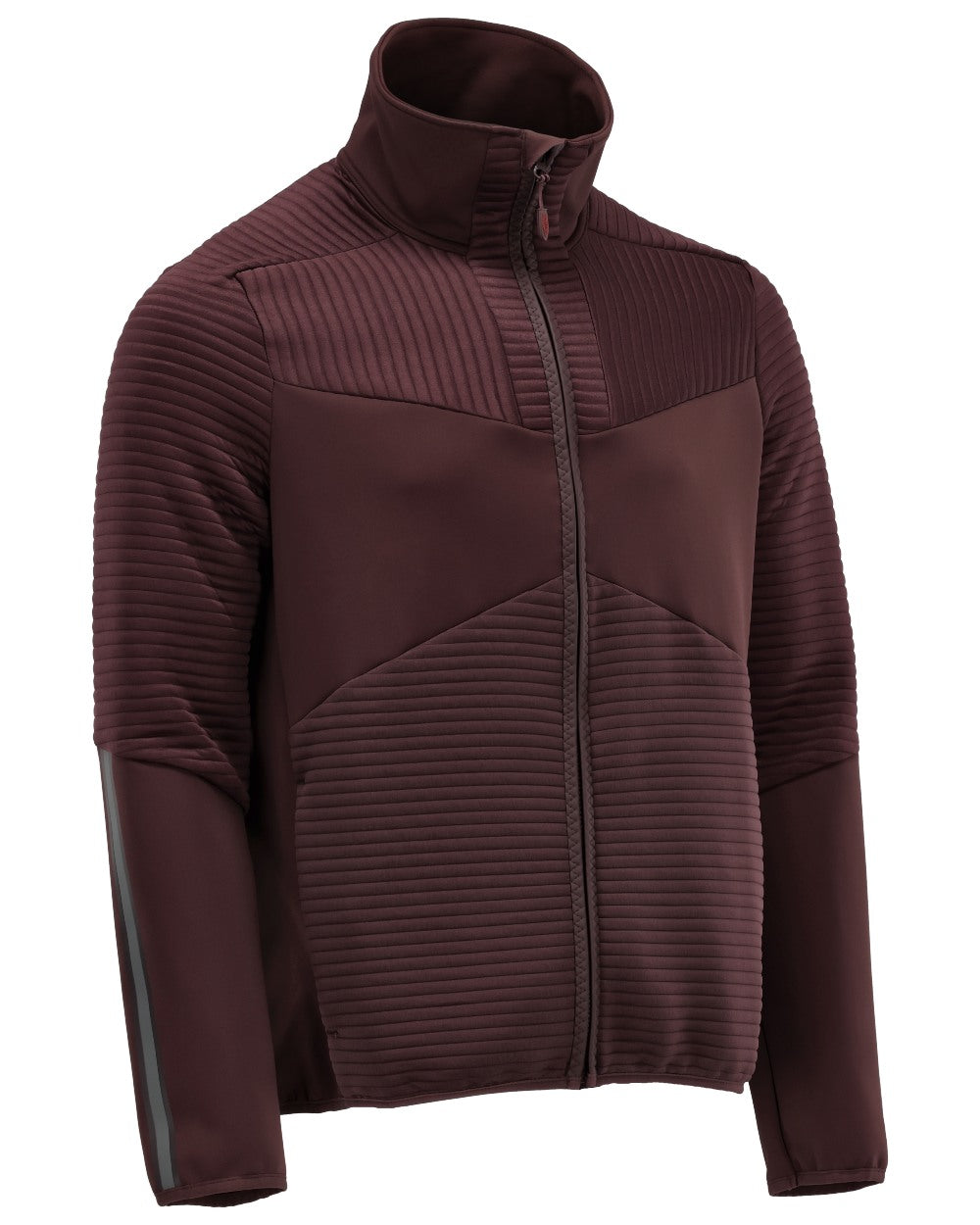 Bordeaux Coloured Mascot Workwear Mens Customized Fleece Jumper With Zipper on white background 