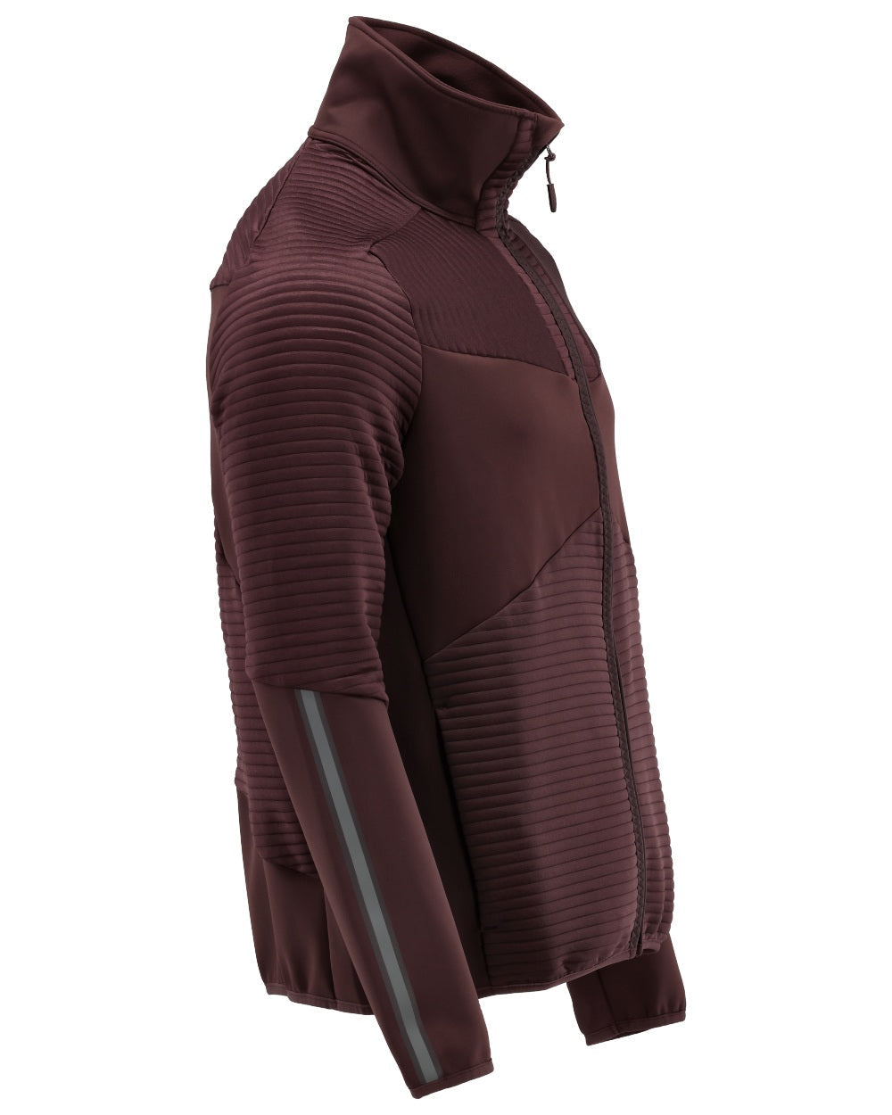 Bordeaux Coloured Mascot Workwear Mens Customized Fleece Jumper With Zipper on white background 