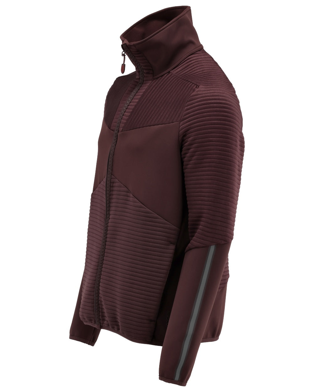 Bordeaux Coloured Mascot Workwear Mens Customized Fleece Jumper With Zipper on white background 