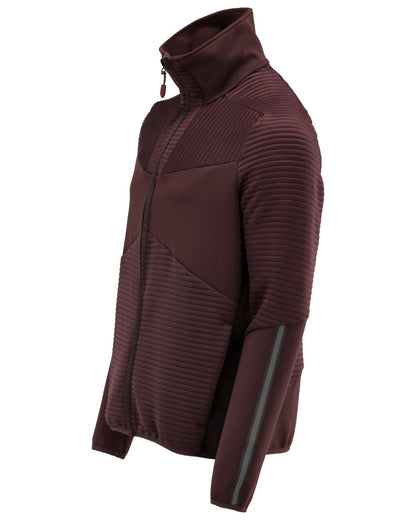 Bordeaux Coloured Mascot Workwear Mens Customized Fleece Jumper With Zipper on white background 