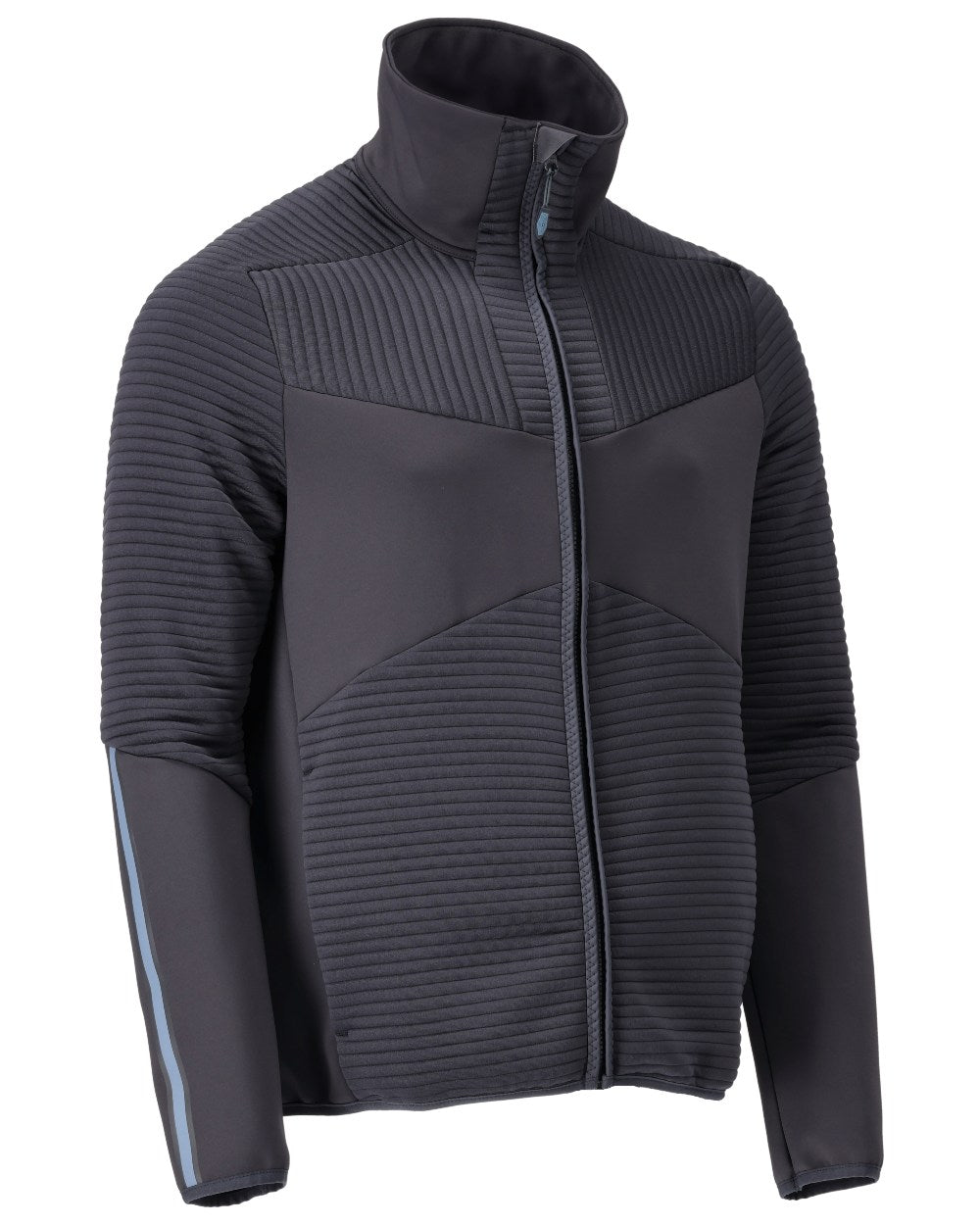 Dark Navy Coloured Mascot Workwear Mens Customized Fleece Jumper With Zipper on white background 