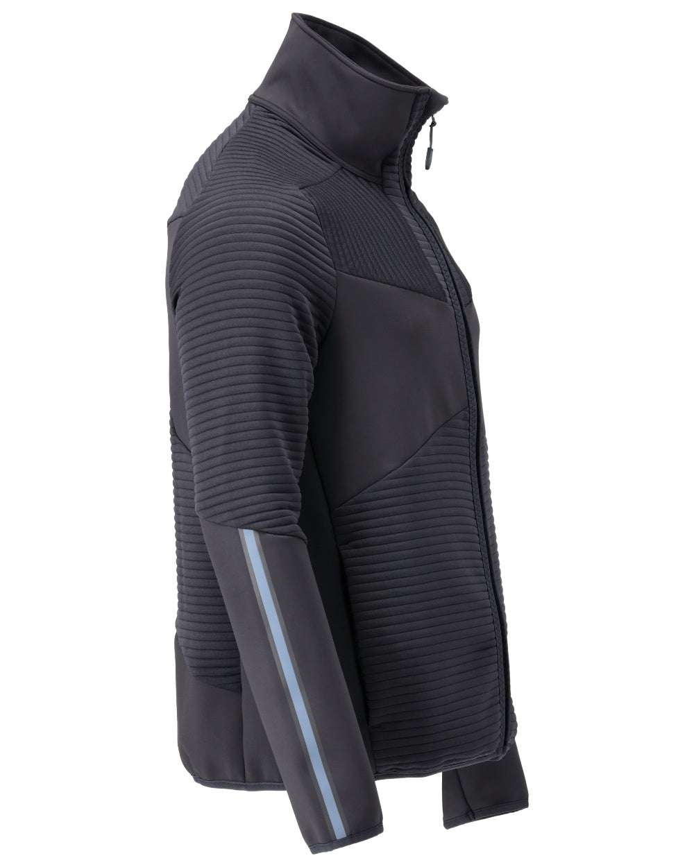 Dark Navy Coloured Mascot Workwear Mens Customized Fleece Jumper With Zipper on white background 