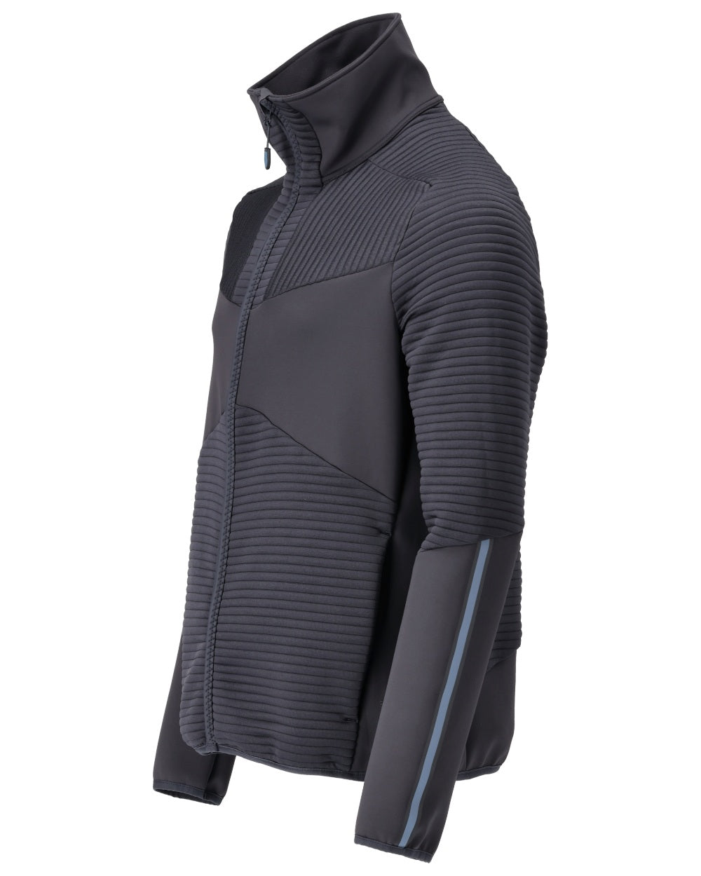 Dark Navy Coloured Mascot Workwear Mens Customized Fleece Jumper With Zipper on white background 