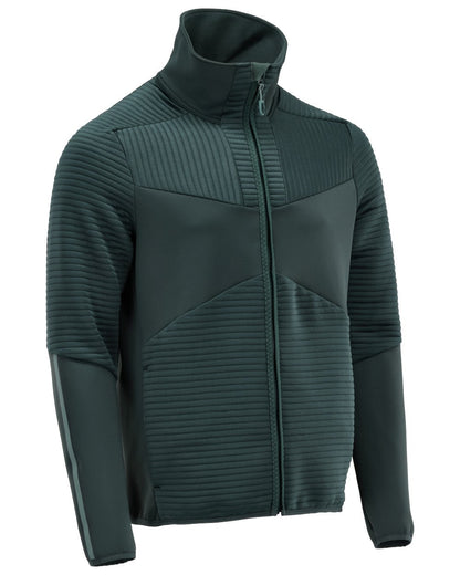 Forest Green Coloured Mascot Workwear Mens Customized Fleece Jumper With Zipper on white background 