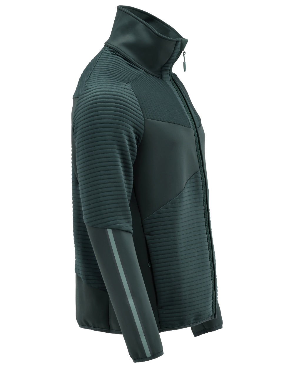 Forest Green Coloured Mascot Workwear Mens Customized Fleece Jumper With Zipper on white background 